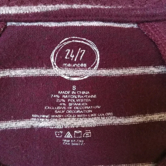 Long Sleeve Tees Bundle of 3 Yellow Purple Striped Black Red Buffalo Plaid Small - Picture 13 of 16